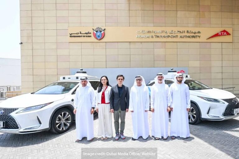 Representatives from Pony.ai and Dubai RTA at the signing ceremony for driverless mobility partnership
